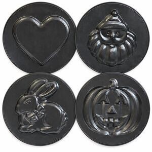 Vintage 10 Inch Cookie Mold Pan Set Bunny Heart Pumpkin Santa Embossed Nonstick